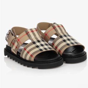 Burberry Little Girls Beige Check Leather Sandals  Size: US9/EUR25